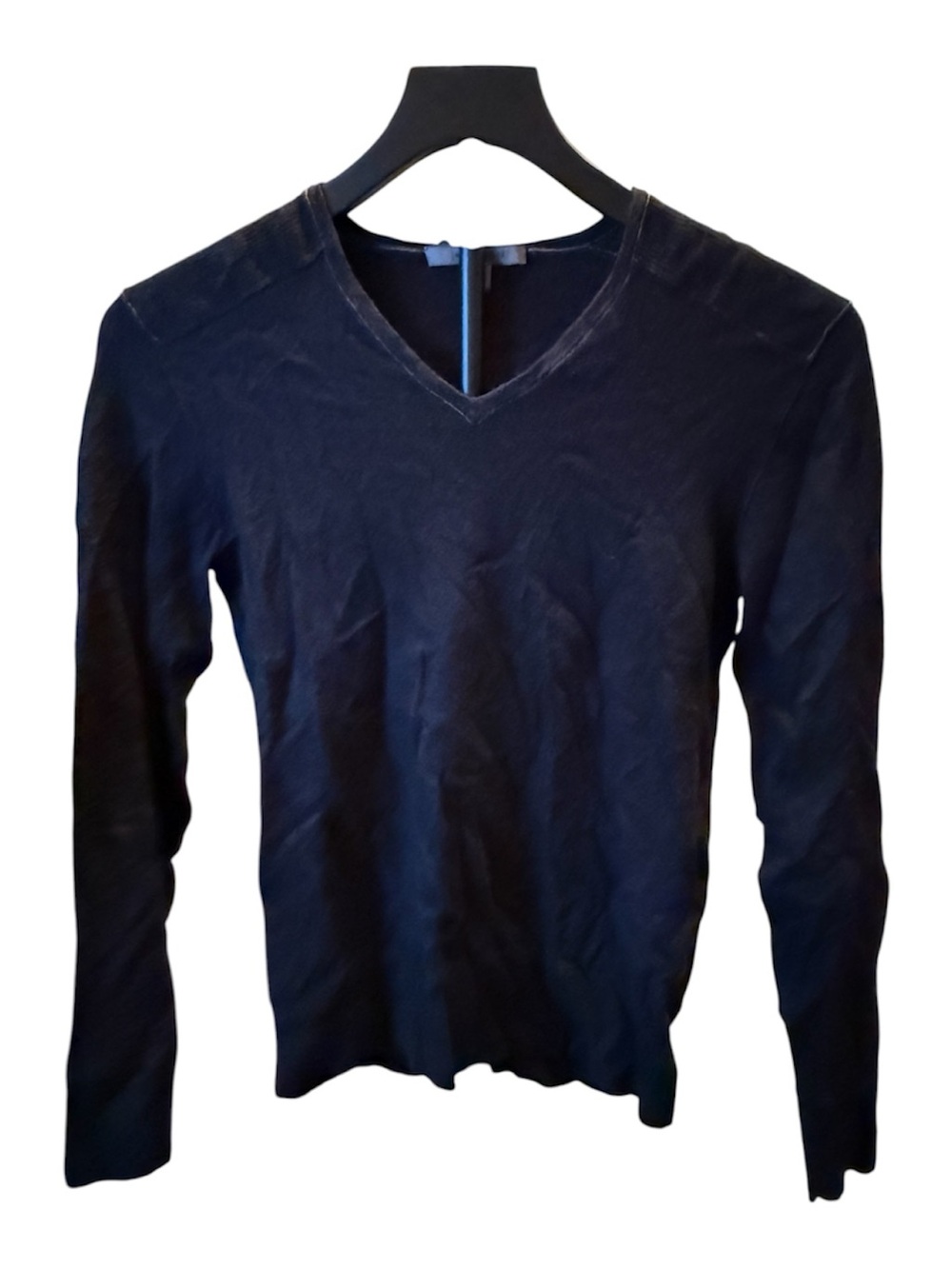 John Varvatos Black Velvet V-Neck Long Sleeve Top Women’s Small
